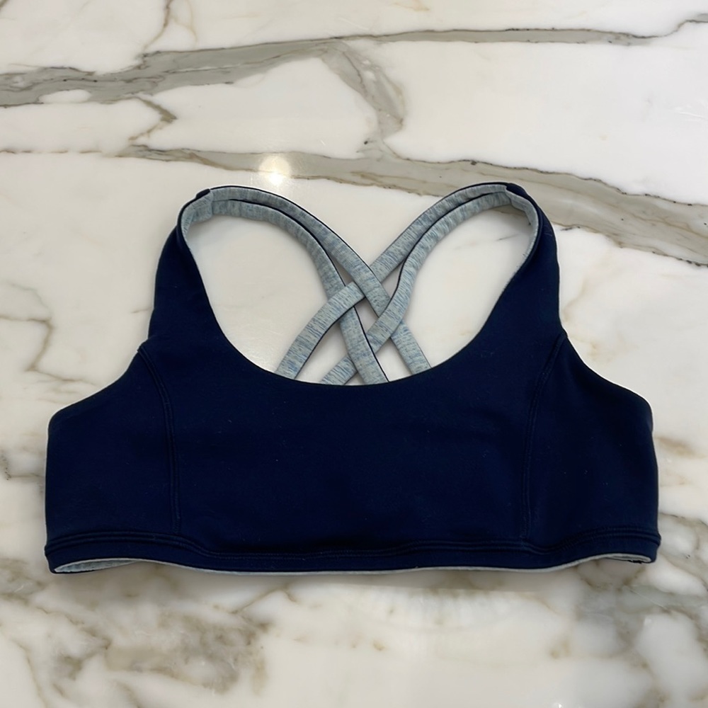 Lululemon Ivivva Navy & Light Blue Reversible Strappy Sports Bra—Great Condition